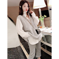 赛美意(SAIMEIYI)欧洲站2019新款女装春夏季欧货时尚气质马甲套装女神范裤子两件套S191u00262p