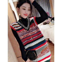 赛美意(SAIMEIYI)欧洲站春夏季2019新款欧货无袖毛衣V领背心半身裙时尚针织套装女S184m10802p