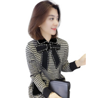 BOBOWALTZ欧洲站2019新款春装欧货潮韩版蝴蝶结法式格子连衣裙中长款裙子女装B191y00194p