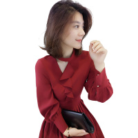 BOBOWALTZ欧洲站2019女装新款春装时尚长裙气质红色洋气法式复古内搭连衣裙B182k04868p