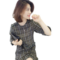 BOBOWALTZ欧洲站春装女2019新款时尚休闲气质中长款裙子圆领高腰打底连衣裙B183k05952p