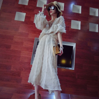 赛美意(SAIMEIYI)欧洲站女装2019新款春夏季欧货V领显瘦内搭裙子打底很仙的连衣裙S182m03800p