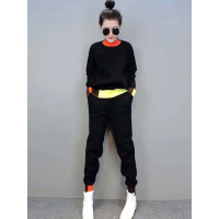 赛美意(SAIMEIYI)欧洲站春夏季2019新款欧货休闲宽松拼色卫衣长裤两件套时尚套装女XF171c0336p