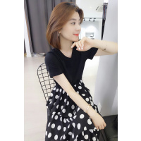 bobowalzt简约休闲气质宽松短袖连衣裙女 欧洲站女装2019春季新款纯色圆点图案连衣裙B191y01691p