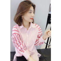 梵莉思条纹长袖衬衫女 欧洲站女装2019春季新款简约设计欧美风甜美衬衫F191t00471p