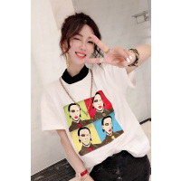 赛美意印花卡通人物短袖t恤女 欧洲站女装2019春夏新款气质优雅时髦S191u00637p