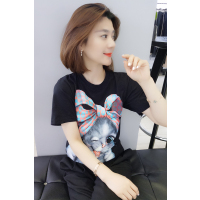 bobowaltz时尚印花百搭显瘦宽松T恤短袖女 欧洲站女装2019春季新款时尚印花短袖B191y01608p