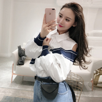 赛美意青春俏皮上衣女 欧洲站女装2019春季新款青春俏皮感露肩上衣S182m06934p