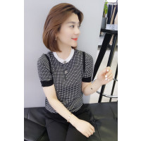 bobowalzt显瘦优雅气质时尚短袖女 欧洲站女装2019春季新款显瘦优雅气质短袖B191y01829p