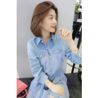 梵莉思网纱系带连衣裙女 欧洲站女装2019春季新款网纱系带通连衣裙F191t00653p