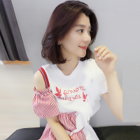欧洲站女装2019新款夏装欧货条纹露肩流行裙子气质中长款连衣裙潮F182n02031p