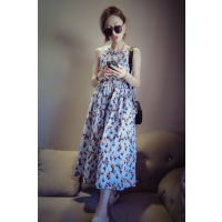 赛美意(SAIMEIYI)欧洲站2019新款夏装欧货过膝裙子高腰碎花无袖法式连衣裙女中长款S192u02481p