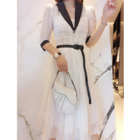 BOBOWALTZ欧洲站夏装女装2019新款欧货潮流西装领收腰减龄条纹气质连衣裙B192y05344p