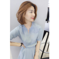 BOBOWALTZ欧洲站夏装女装2019新款欧货潮韩版V领收腰显瘦名媛风气质连衣裙B192y05135p