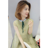 梵莉思牛油果绿连衣裙2019新款夏潮流行裙子欧洲站仙女宽松娃娃领A字裙F192t04361p