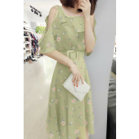 梵莉思纱网拼接雪纺连衣裙2019新款夏天流行裙子欧洲站女装中长款碎花裙F192t04289p