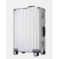 PINT复古软手把万向轮铝框箱优雅条纹镜面20寸拉杆箱