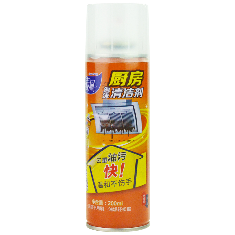 春风厨房重油污泡沫式清洁剂去污除垢油烟机清洗剂灶台瓷砖油烟机去重油污清洗剂 200ml