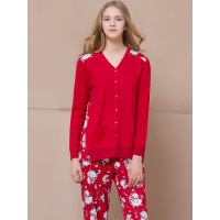 雅婷雅雯家居服睡衣女秋冬长袖开衫棉质莫代尔居家服服套装