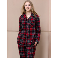 雅婷雅雯居家服冬季睡衣女秋冬可外穿格子摇粒绒家居服套装冬天