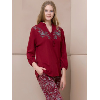 雅婷雅雯睡衣家居服女秋冬长袖套头民族风长裤居家服套装秋冬季