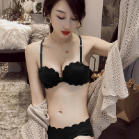 柔软透气美背内衣半杯聚拢无钢圈无痕一片式文胸套装HYN7710