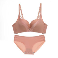 植彩性感无钢圈条纹薄款 透气网纱舒适内衣套装女8301