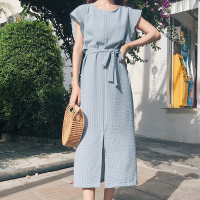 Ms.Maggie韩版新款收腰开叉飞飞袖连衣裙5067-77492-K60-LS