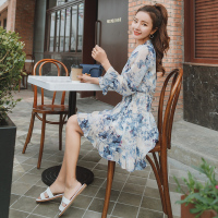 Ms.Maggie-2018夏季新款雪纺印花长袖连衣裙8412-1728-K65-LS