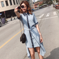 Ms.Maggie韩版新款2018短袖系带ins超火连衣裙8407A-8806-K70-LS