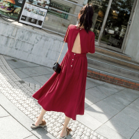 Ms.Maggie韩版新款露背小心机复古红连衣裙8411-8026-K85-HS