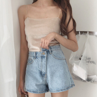 Ms.Maggie韩版不规则扣高腰chic百搭牛仔裤短裤1207-M006-K36-LS