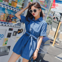 Ms.Maggie韩版新款牛仔条纹连体短裤8318-1823-K85-NZL