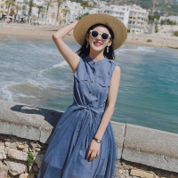 Ms.Maggie2018夏季新款无袖两件套拼网纱连衣裙8412-1843-K90-LS