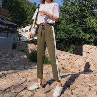 Ms.Maggie韩版新款侧边宽条棉麻休闲裤5067-79311-K35-LS