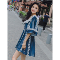 Ms.Maggie韩版新款喇叭袖中袖短款连衣裙8406-L190-K80-LS
