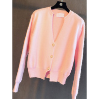 Ms.Maggie韩版新款深V领纯色百搭开衫毛衣外套8320-F335-K50-FS