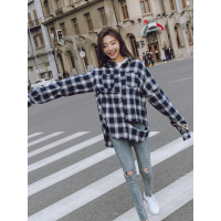 Ms.Maggie两穿新款复古格子衬衫开衫早秋外套8319-796-P95