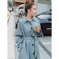 Ms.Maggie赫本风大摆收腰系带长款过膝风衣8320- F28 -K145