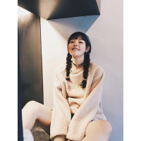 Ms.Maggie新款韩范字母刺绣羊羔绒插肩袖卫衣8320-F838-K85