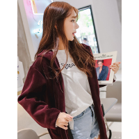 Ms.Maggie慵懒风丝绒连帽风衣oversize长款宽版拉链女外套8320-F168-K145-JHS