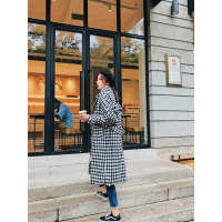 Ms.Maggie韩版新款千鸟格大衣呢子外套8311-806-K110-HBS