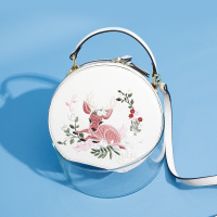 沐鱼包包女2018新款时尚斜挎包韩版百搭手提单肩包刺绣女包小圆包40935