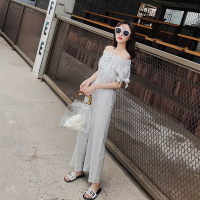 MIWEI韩版新款一字肩格子连体裤8307-831-K85-QLS