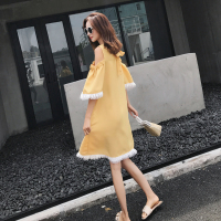 MIWEI韩版新款露肩娃娃衫中长款宽松连衣裙8513A-L132-K60-HS