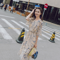 MIWEI韩版新款18春夏收腰修身气质碎花长裙8317-F917-K75-XS