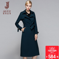 经典故事女装秋冬时尚肩章收腰风衣女修身外套女