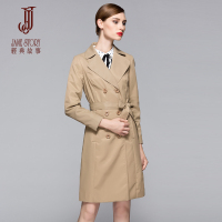 经典故事女装简约时尚纯色风衣女秋气质修身长袖外套女