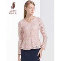 经典故事女装冬季长袖蕾丝T恤女士修身显瘦打底上衣