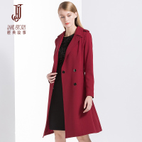 经典故事女装春季时尚修身长袖风衣OL休闲中长型外套